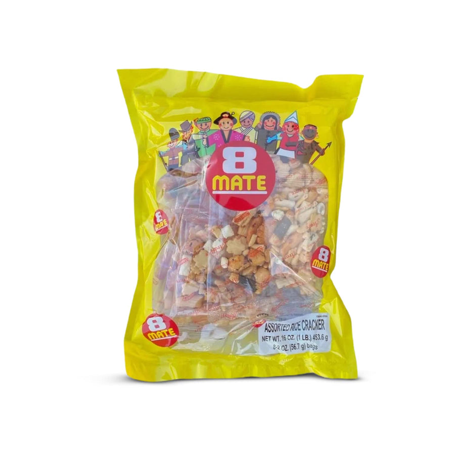 Shirakiku Japanese Style - 8 Mate Premium Arare Assorted Rice Cracker with Green peas | Glutinous Rice, Soy Sauce and Wasabi Green Peas | Asian Snacks, 16 Oz - (Pack of 1)