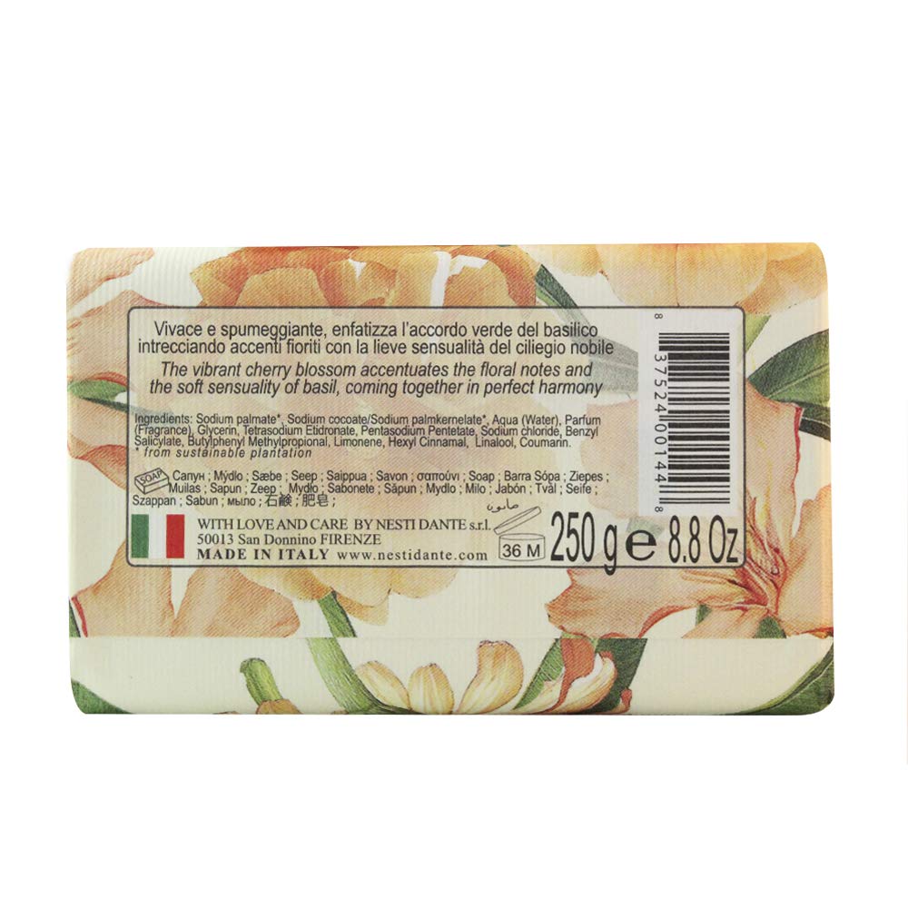 Nesti Dante Romantica Natural Soap, Noble Cherry Blossom and Basil/Sensuous, 8.8 Ounce