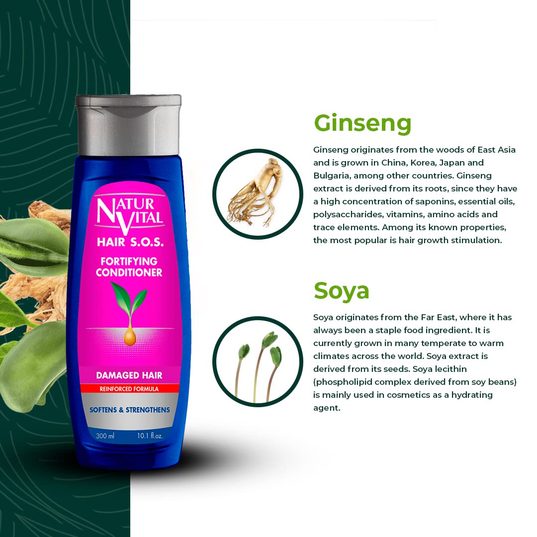 NaturVital Unisex Natural Hair SOS Anti-Breakage Hydrolysed Wheat Proteins Conditioner, Revitalizing & Fortifying Formula, Cruelty-Free & Paraben-Free