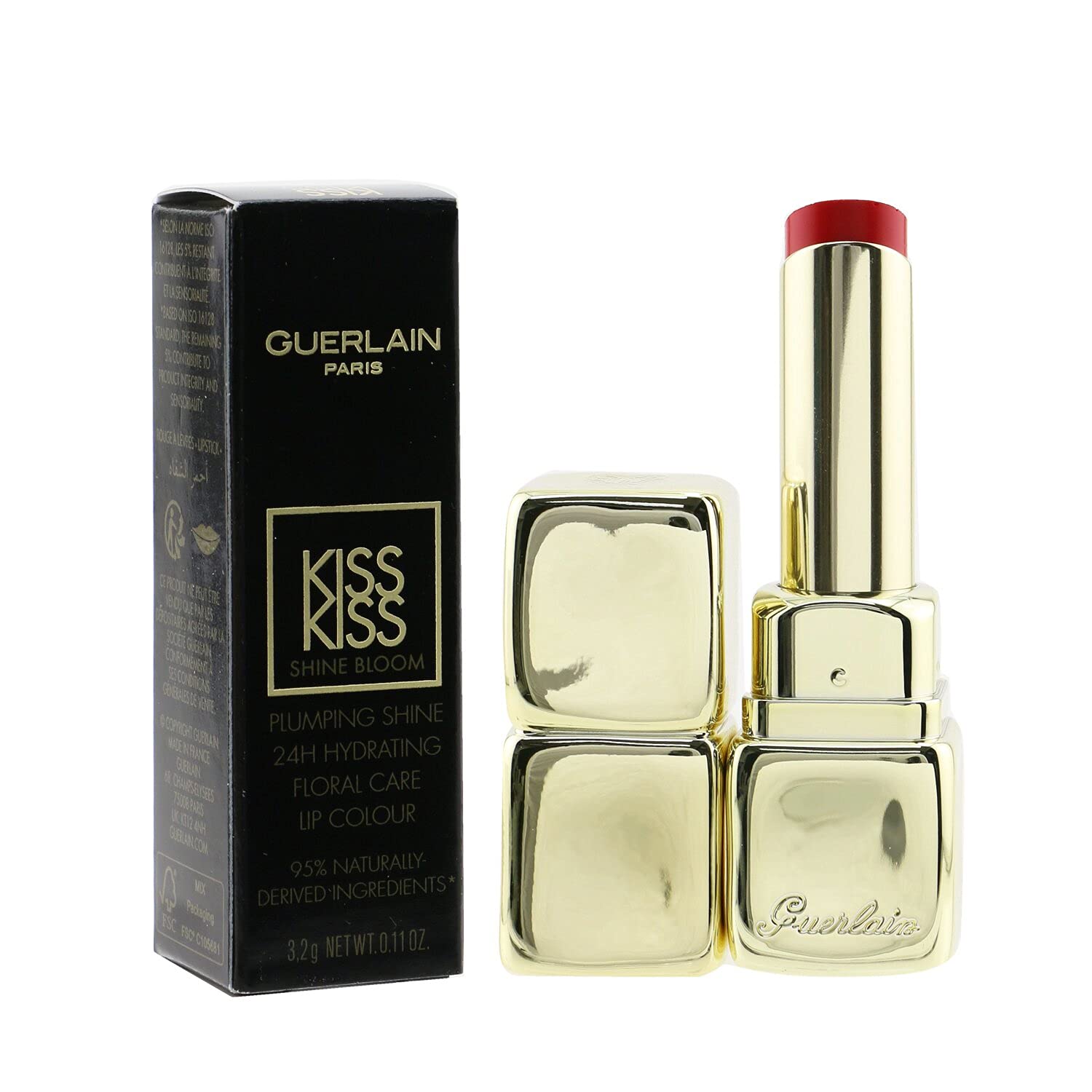 Guerlain Kiss Kiss Shine Bloom Lipstick - 775 Poppy Kiss for Women - 0.11 oz Lipstick