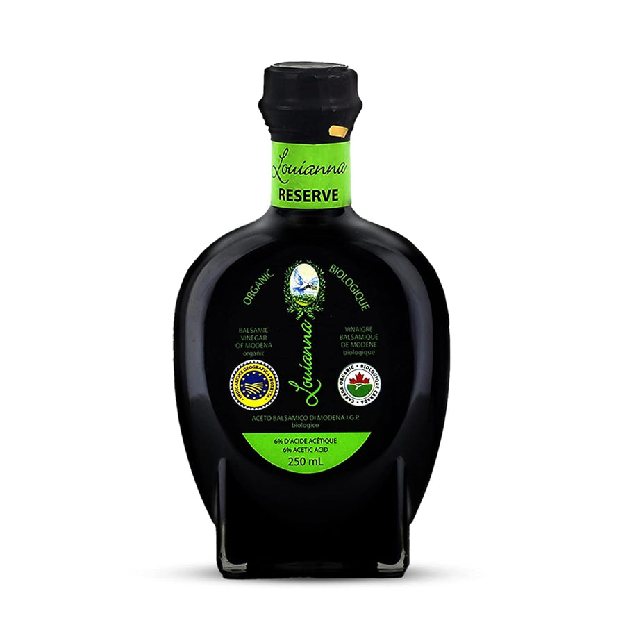 Louianna - Organic Balsamic Vinegar of Modena, High Polyphenol Aged Balsamic Vinegar, Aromatic Vinegar Made of Trebbiano Grapes, With Igp Recognition, 250 mL