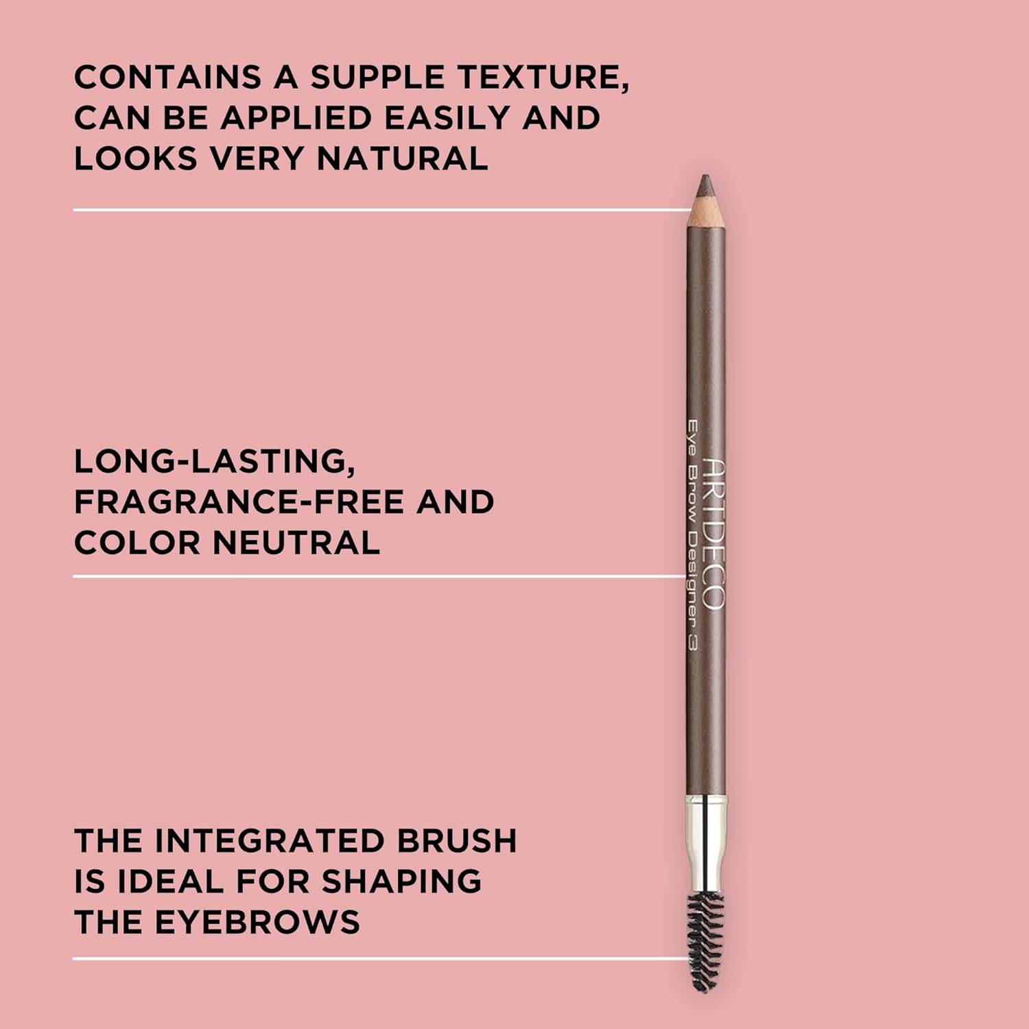 ARTDECO Eyebrow Designer - Medium Dark - Refines Eyebrows & Fills in Gaps - Integrated Brush for Optimal Blending - Dual-Sided - Pencil can be Sharpened - Eyebrow Pencil - Eye Makeup - Vegan - 0.03 Oz