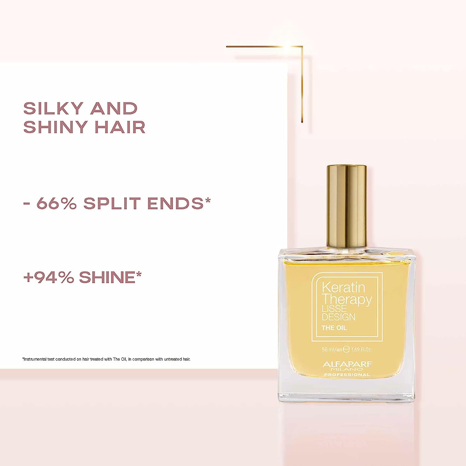 ALFAPARF MILANO Lisse Keratin Therapy Hair Oil - Hair Heat Protectant Oil for Frizz Control - Infused with Babassu Oil + Keratin for Added Softness and Shine - Maintains Cosmetic Color (1.69oz)