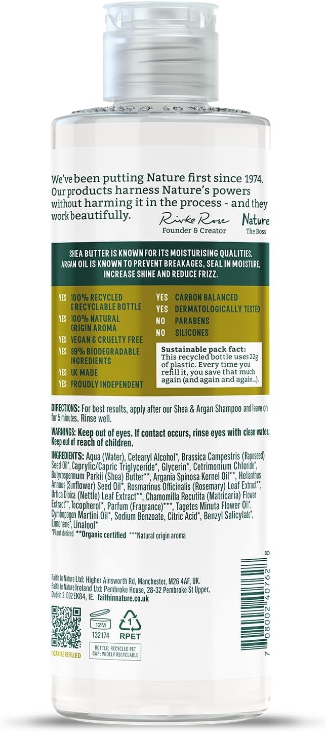 Faith in Nature Natural Conditioner - Vegan & Cruelty Free, No SLS or Parabens - 400ml, Shea & Argan