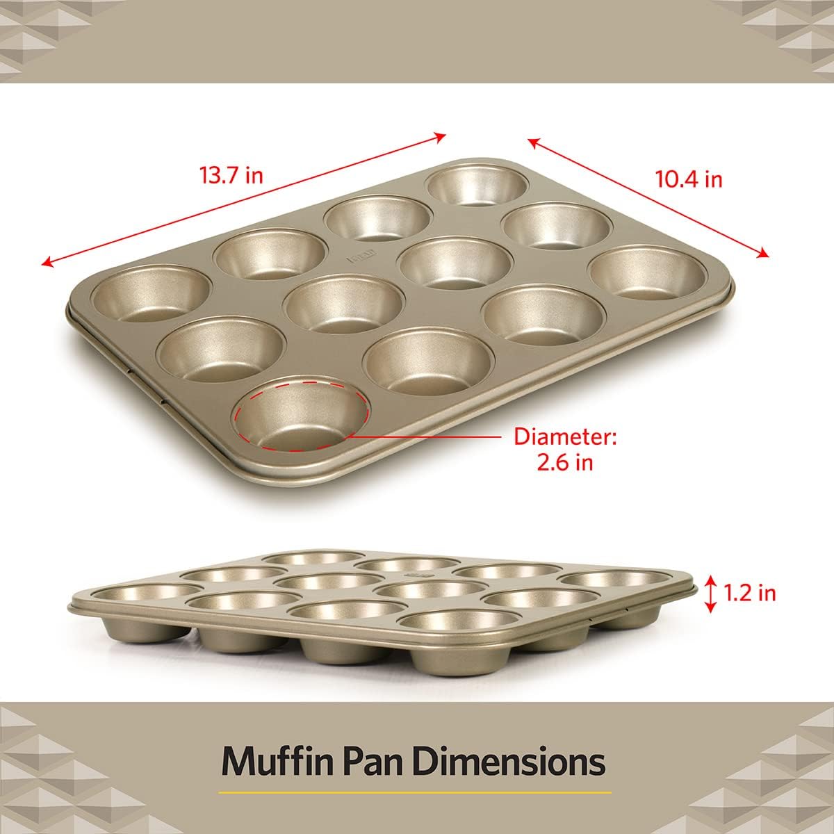 Glad Muffin Pan Nonstick - Heavy Duty Metal Cupcake Tin with Round Baking Cups, 12-Cup
