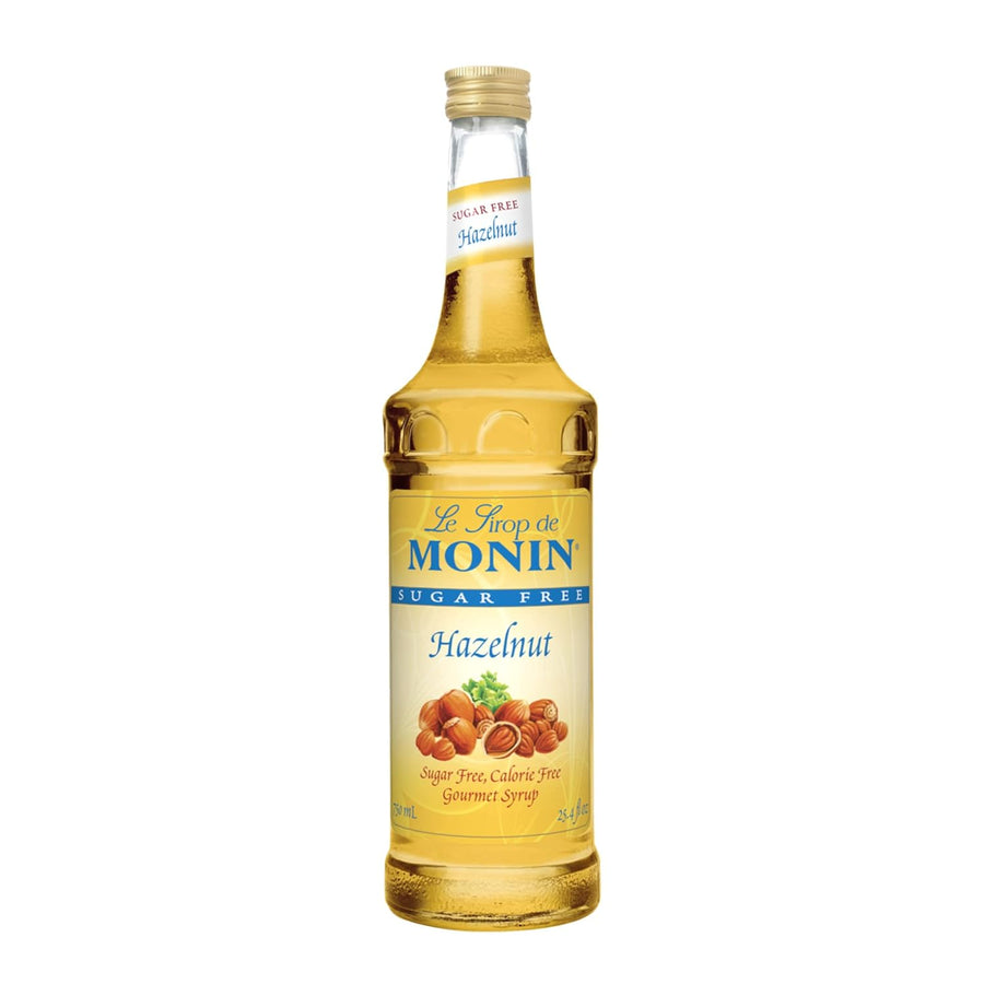 Monin - Sugar Free Hazelnut Syrup, Nutty Taste of Caramelized Hazelnut, Great for Mochas, Lattes, Smoothies, Shakes, and Cocktails, Non-GMO, Gluten-Free (750 ml)