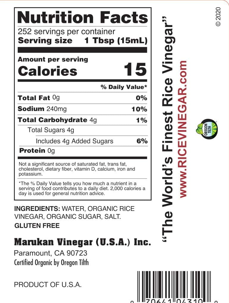 Marukan Organic Seasoned Rice Vinegar, 1 Gallon (Pack of 1)