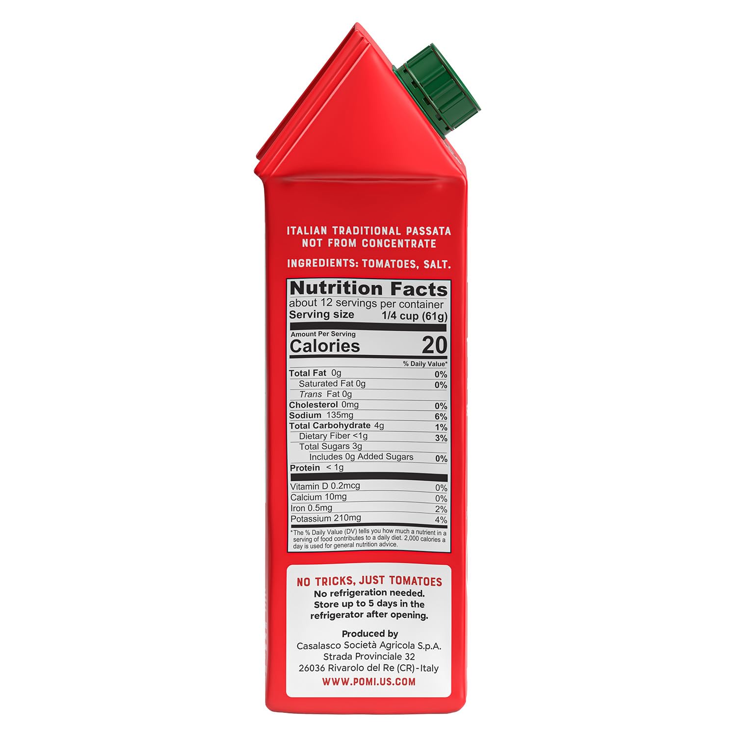 Pomì Tomato Passata 26.46oz Carton - Creamy, Velvety Italian Tomato Puree with a Touch of Salt, No Additives or Preservatives