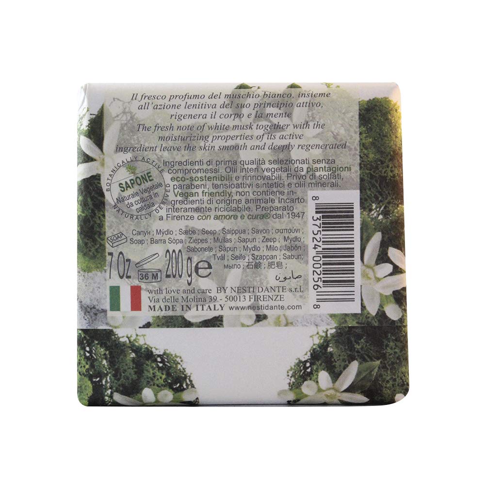 Nesti Dante Marsiglia Toscano Triple Milled Vegetal Soap, Muschio Bianco, 7 Ounce
