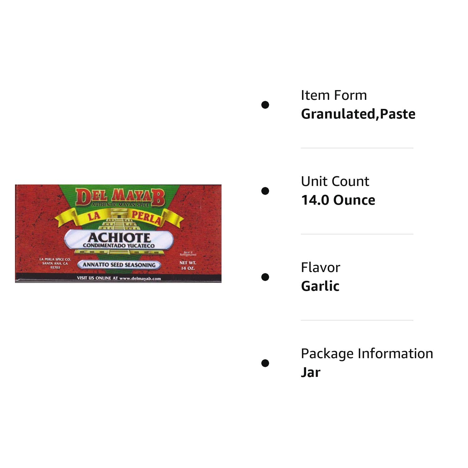 La Perla del Mayab Annatto Seed Paste Achiote, 14 oz.