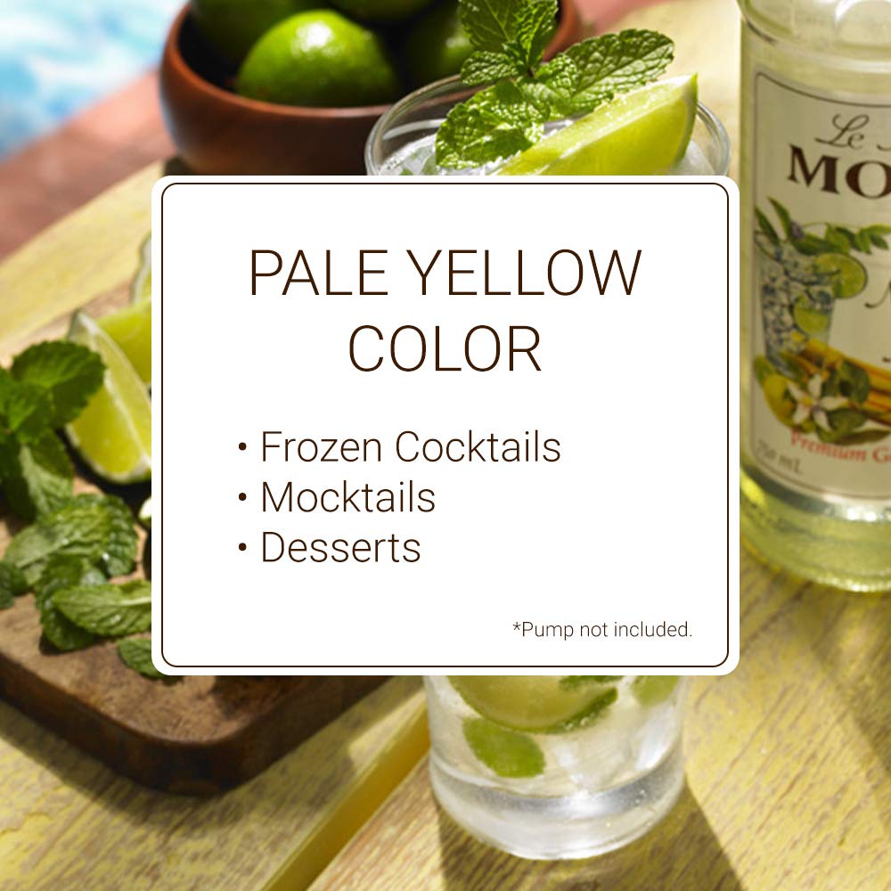 Monin - Mojito Mix Syrup, Sweet Herbal Mint Flavor, Great for Frozen Cocktails, Mocktails, & Delicious Desserts, Gluten-Free, Vegan, Non-GMO (750 ml)