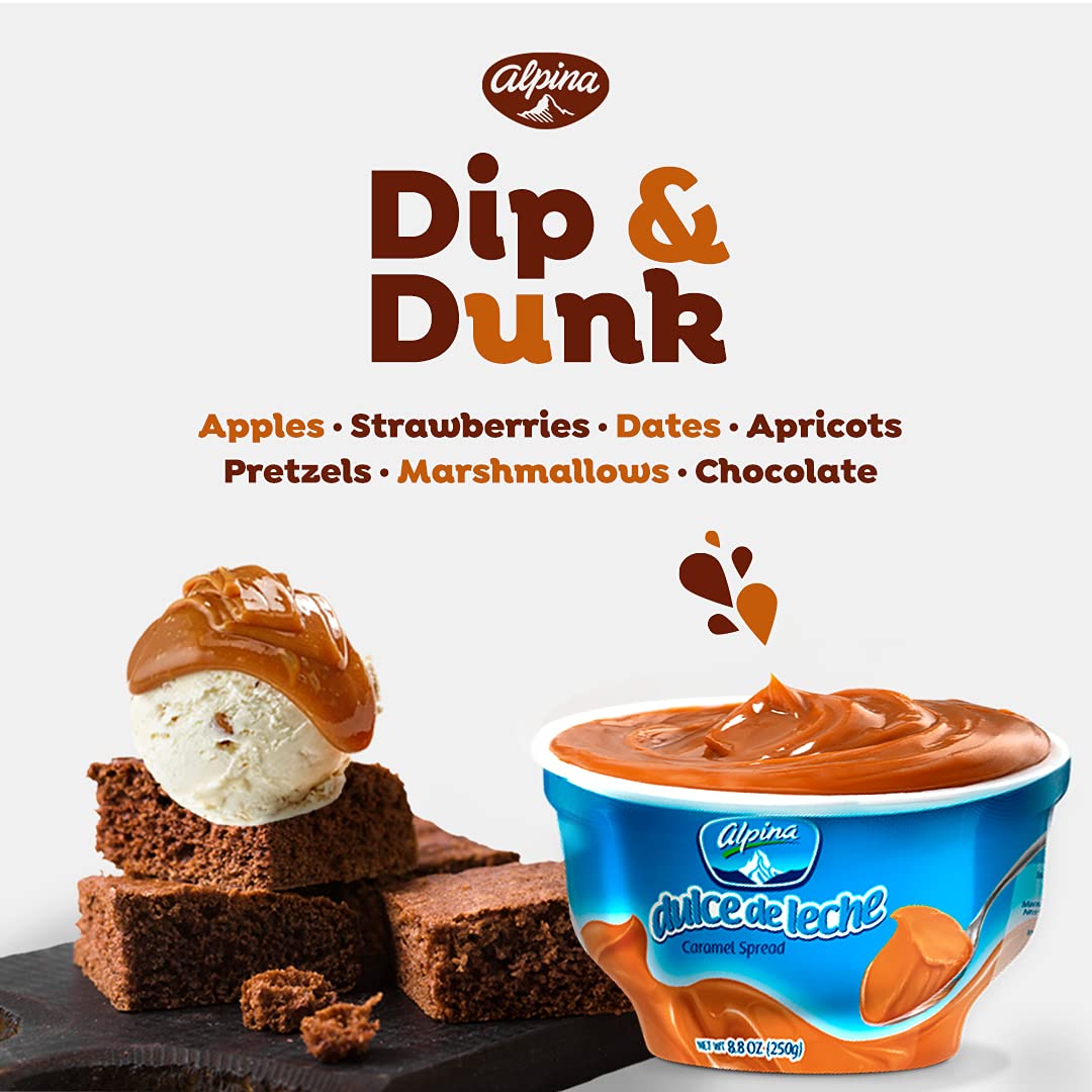 Dulce de Leche by Alpina | Arequipe Alpina | Indulgent Caramel Sauce | Pairs with Cakes, Apples, or Over Ice Cream – Great for Alfajores, Obleas or in your favorite toast or Pancake – 1 Pack x 17.6 oz
