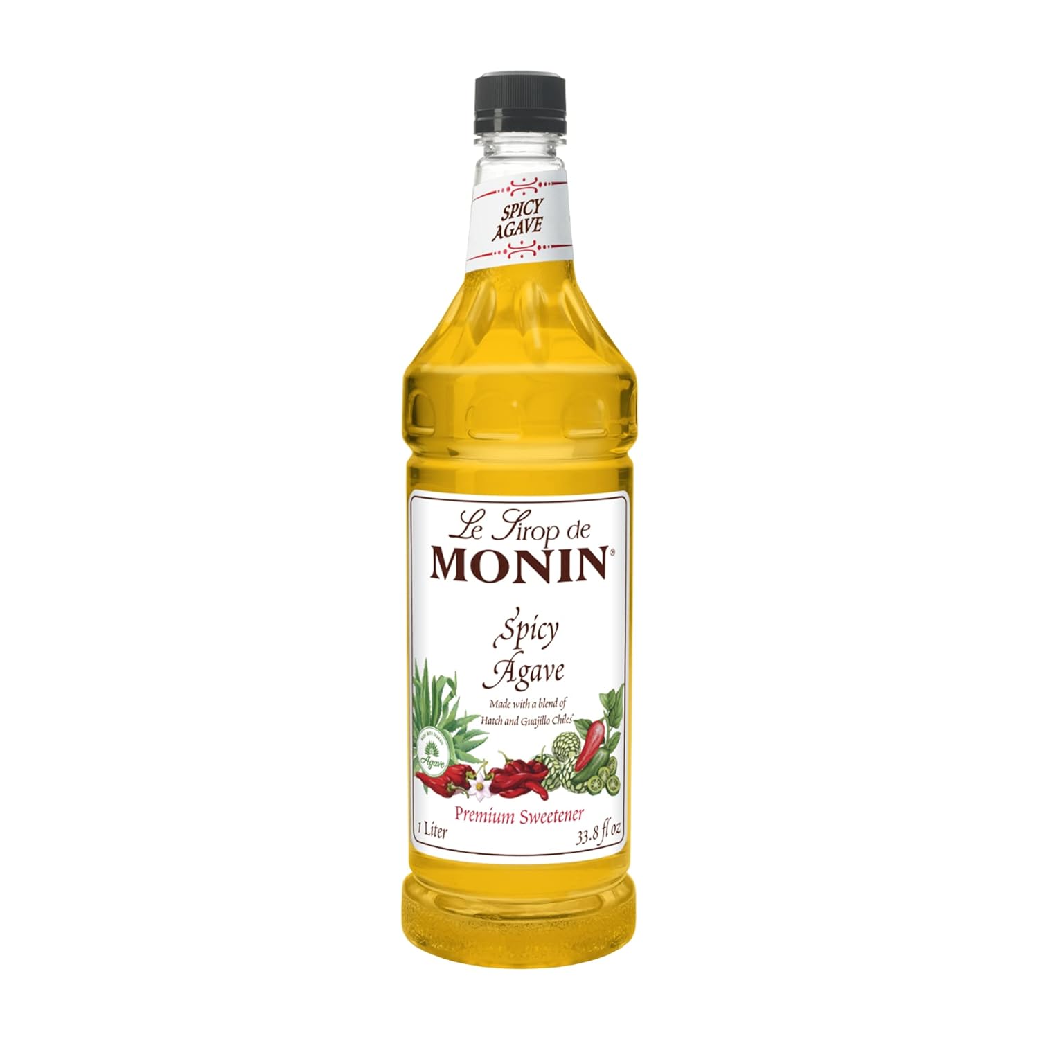 Monin - Spicy Agave Sweetener, Made with Organic Agave Nectar, Great for Margaritas, Ranch Waters, Lemonades, & Specialty Cocktails, No Artificial Ingredients, Gluten-Free, Non-GMO (1 Liter)