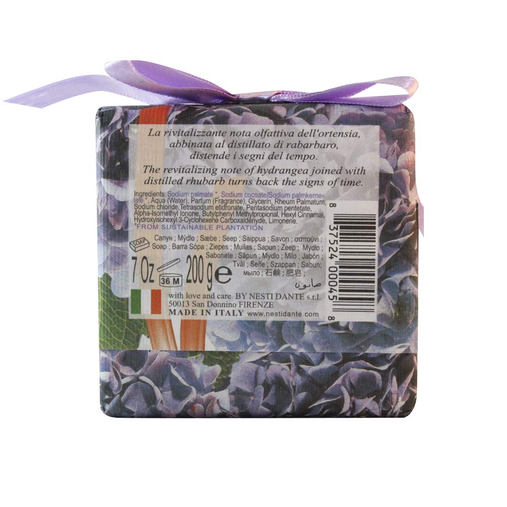 Nesti Dante Gli Officinali Soap, Hydrangea and Rhubarb/Tonic and Energizing, 7 Ounce