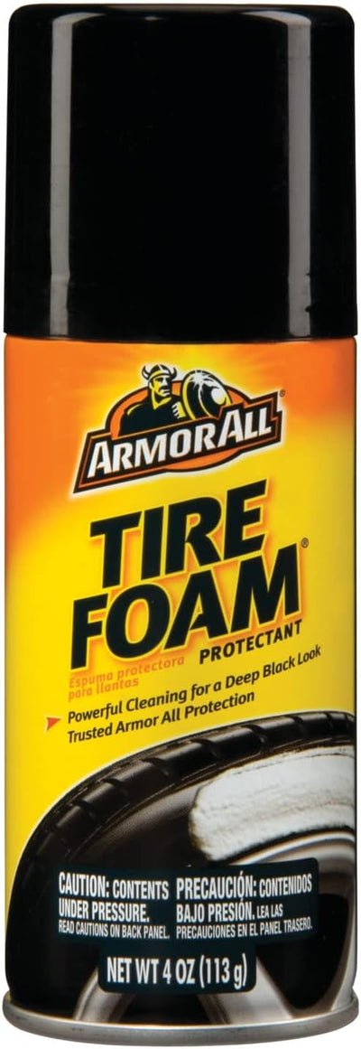 Armor All Car Tire Foam Spray, Tire Cleaner Foam for Restoring Color and Tire Protection, 4 Oz