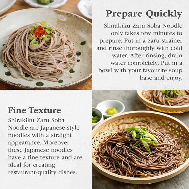 Shirakiku Style Zaru Soba Noodles | Japanese Dried Buckwheat Instant Noodles with Yams Flavor | Contains Wheat flour Easy to Cook Asian Noodles 360g/12.7 Oz (Pack of 1)