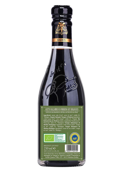 Giuseppe Giusti Organic Italian Balsamic Vinegar of Modena, Italy (Aged 12yr) - IGP Certified, Gourmet Aged Vinegar - Aceto Balsamico di Modena Biologico