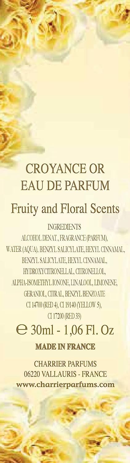 Eau de Parfum 'Croyance Or' Spray - 1.06 FL Oz 30 ml - Made in Provence, France
