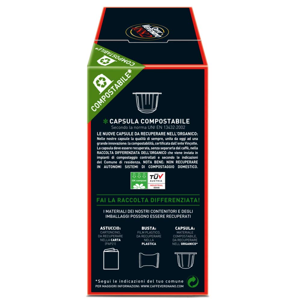 Caffe Vergnano Cremoso Espresso Capsules | Compatible with Nespresso Original Line Machines | Compostable | 10 Count (5 oz) | Imported from Italy