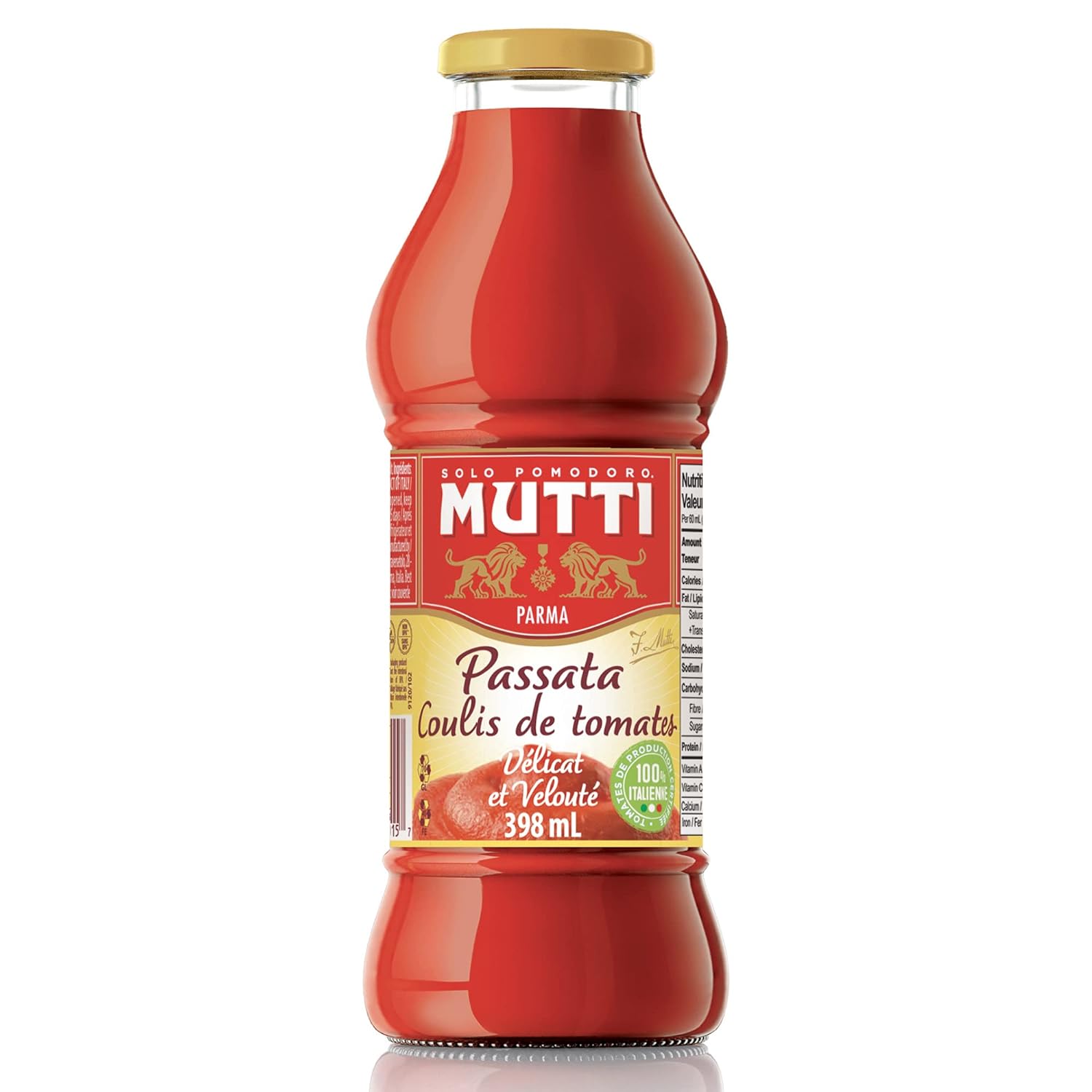 Mutti Tomato Puree (Passata), 14 oz. | 1 Pack | Italy’s #1 Brand of Tomatoes | Fresh Taste for Cooking | Canned Tomatoes | Vegan Friendly & Gluten Free | No Additives or Preservatives