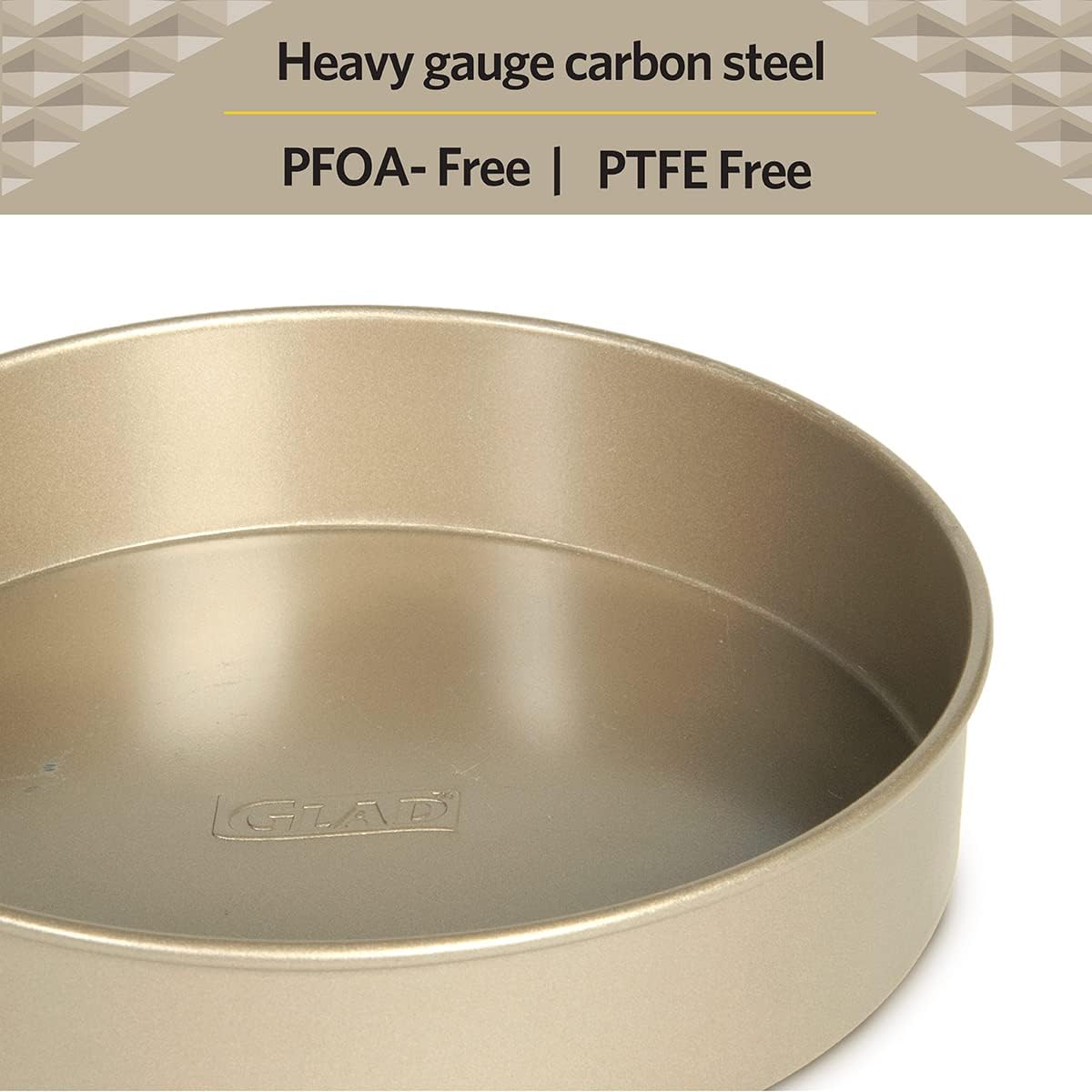 Glad Round Baking Pan Nonstick-Heavy Duty Metal Bakeware for Cakes and Desserts, Gold