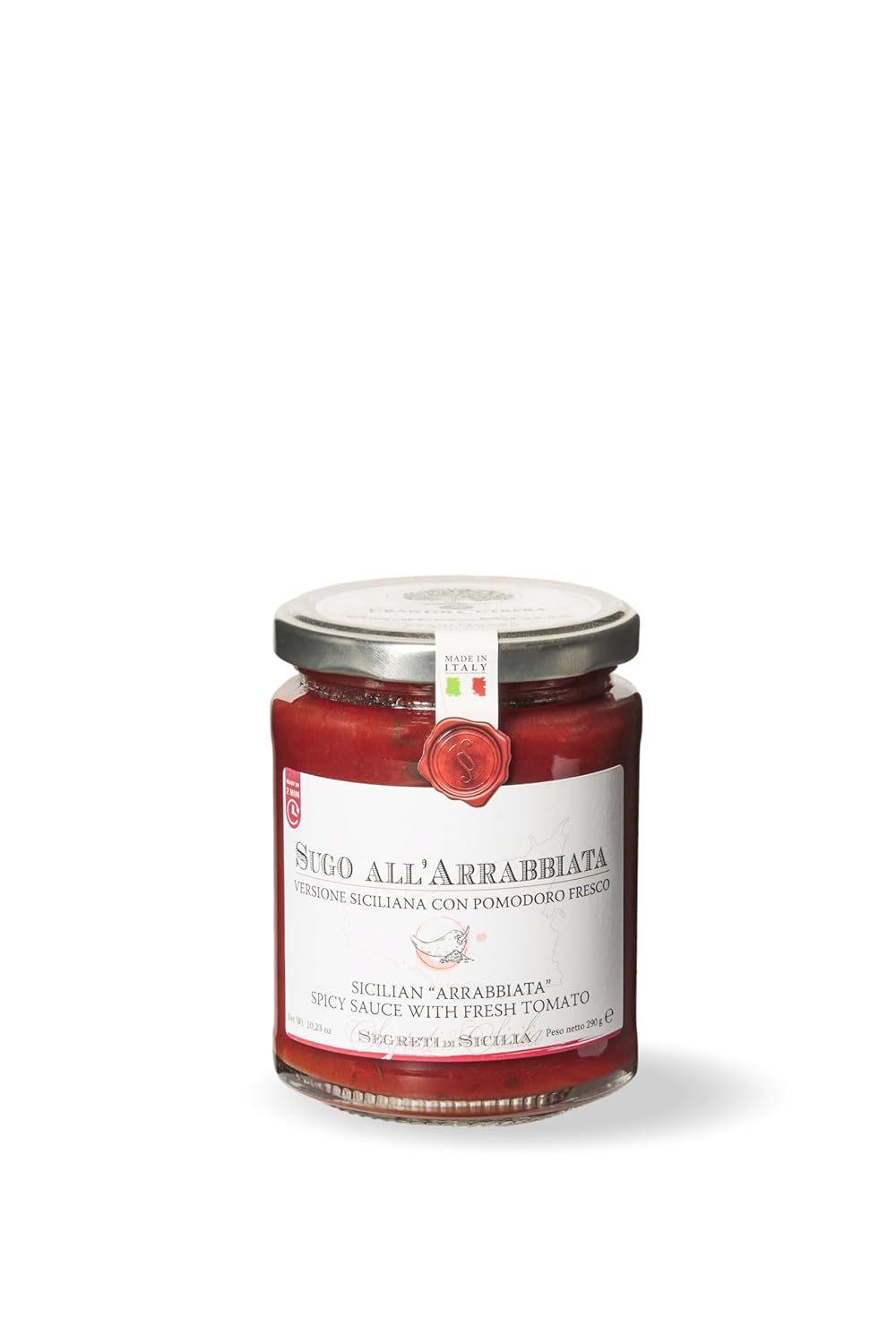 Arrabbiata spicy tomato sauce - Traditional Sicilian Recipe - 10.23 oz