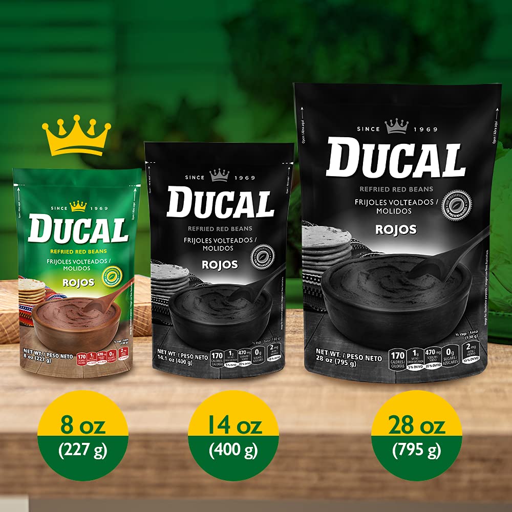 Ducal Refried Red Beans Organic Doy Pack 8 OZ. Instant Vegetarian Refried Red Beans, Non-GMO And Gluten-Free - Excellent Source in Protein And Iron, Cholesterol Free