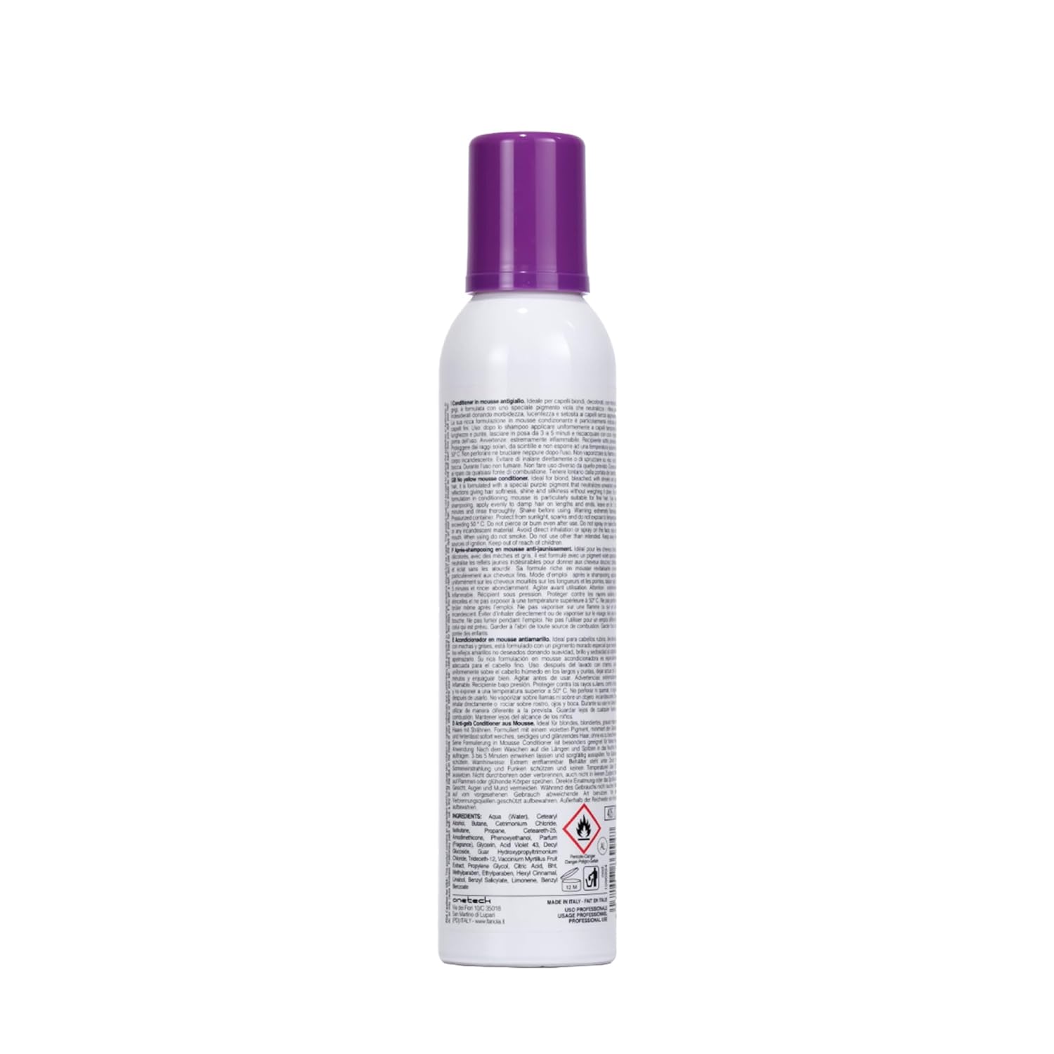 Fanola No Yellow Incredible Foam - Purple Hair Conditioner Mousse Toner With Violet Pigments Removes Yellow And Brassiness On Bleached, Blonde Or Highlighted Hair 8.4oz