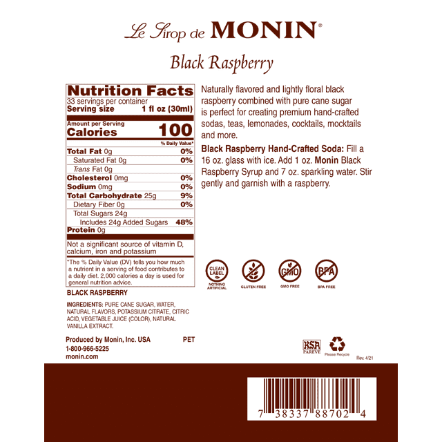 Monin - Black Raspberry Syrup (1 Liter)