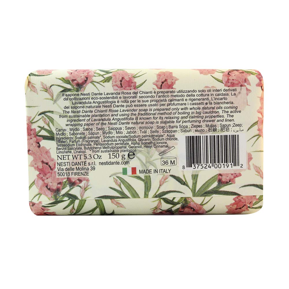 Nesti Dante Nesti dante lavanda natural soap - rosa del chianti - romantic, 5.29oz, 5.29 Ounce
