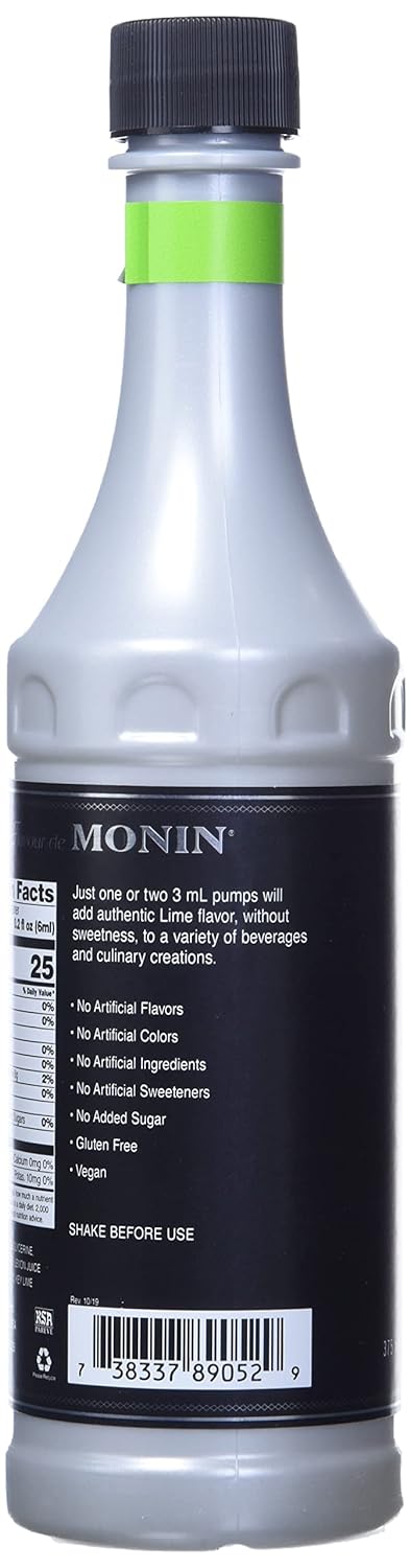 Monin - Lime Concentrate - No Sugar Added - Gluten Free - Vegan | 12.68 oz (375 ml)