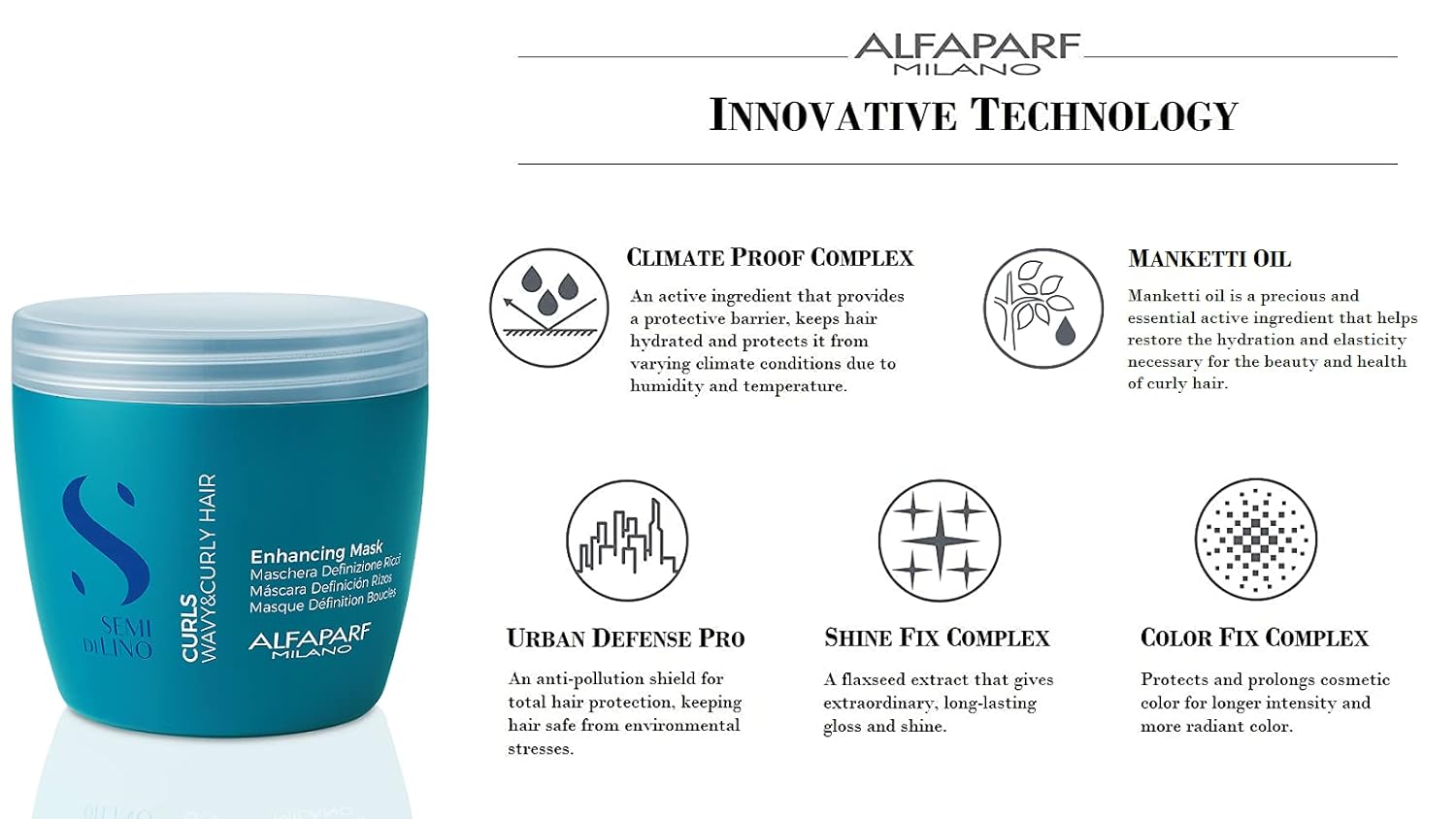Alfaparf Milano Semi Di Lino Curls Enhancing Mask for Wavy and Curly Hair - Hydrates and Nourishes - Reduces Frizz - Protects Against Humidity - Vegan-Friendly Formula