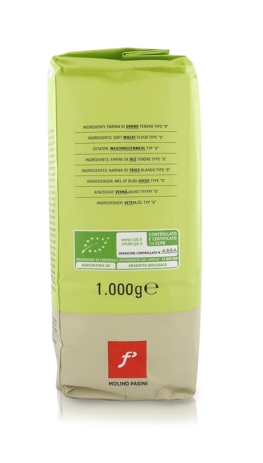Molino Pasini "Biologica" Soft Wheat Flour Type "0", Certified Italian Wheat, 1 Kg / 2.20 Lb