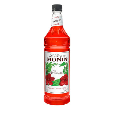 Monin - Hibiscus Syrup, Unique Floral Flavor, Great for Cocktails, Teas, & Lemonades, Gluten-Free, Non-GMO (1 Liter)