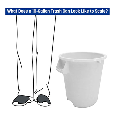 SPARTA Bronco Waste Container Trash Container, Round Trash Bin for Disposal, 10 Gallons, White