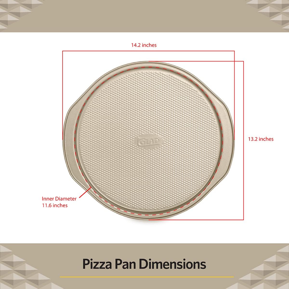 Glad Nonstick Large Pizza Pan for Oven | Round Baking Tray | Textured Cooking Sheet Crisper | Premium Bakeware Series for Home Kitchen