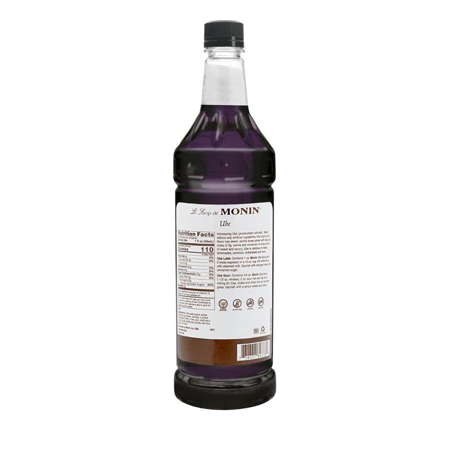 Monin - Ube Blend Syrup, Savory & Sweet, Blended With Notes of Fig, Cinnamon & Vanilla, Great for Lemonades, Boba Tea, & Coffee, Dairy-Free, No Artificial Sweeteners, Gluten-Free (Plastic, 1 Liter)