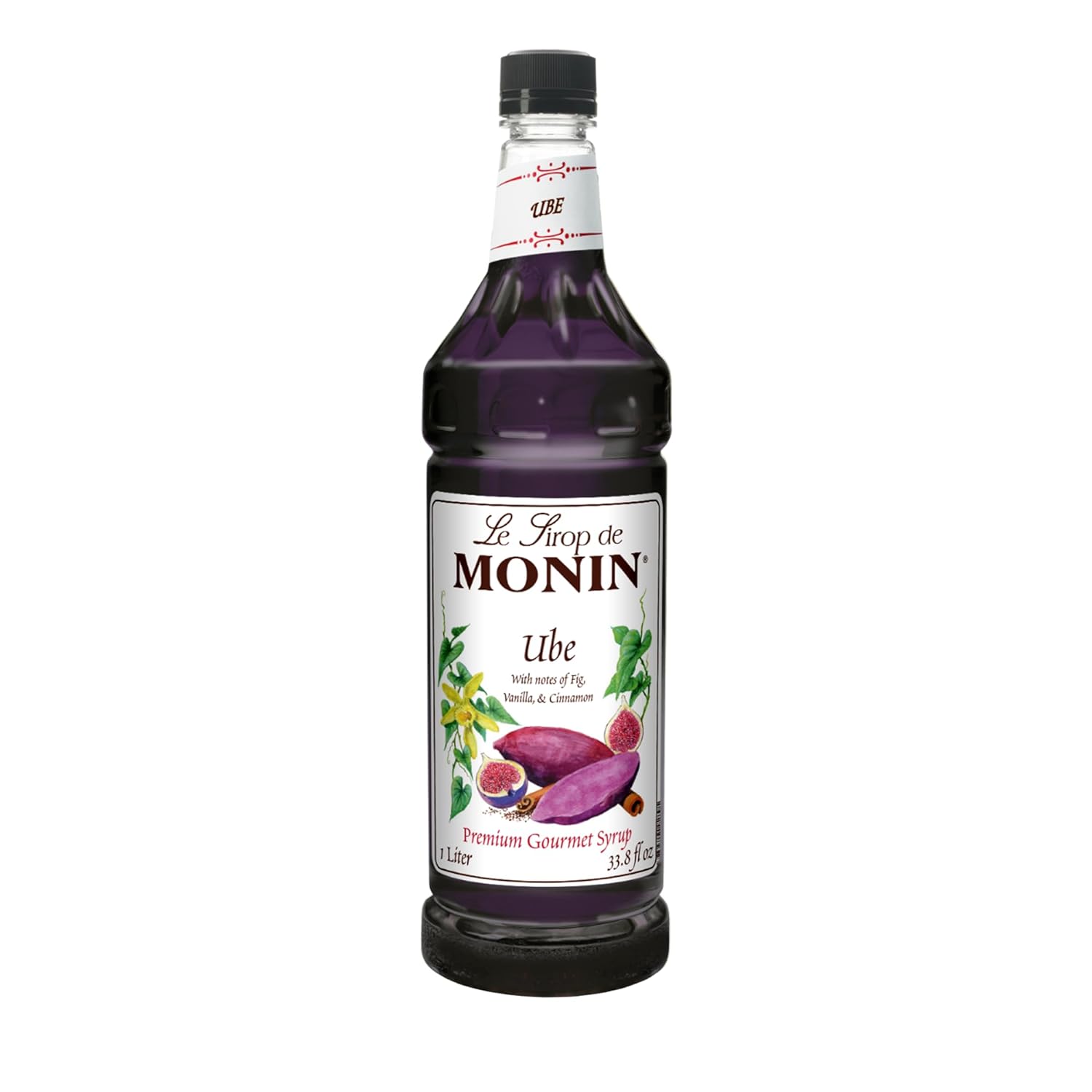 Monin - Ube Blend Syrup, Savory & Sweet, Blended With Notes of Fig, Cinnamon & Vanilla, Great for Lemonades, Boba Tea, & Coffee, Dairy-Free, No Artificial Sweeteners, Gluten-Free (Plastic, 1 Liter)