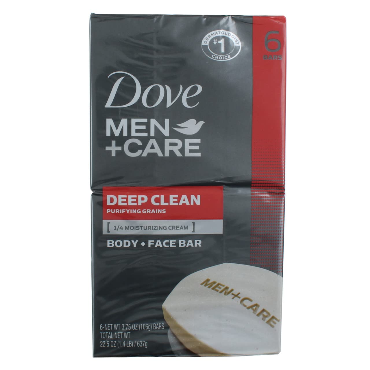 DOVE MEN + CARE Body Soap and Face Bar More Moisturizing Than Bar Soap Deep Clean Effectively Washes Away Bacteria, Nourishes Your Skin 3.75 oz 6 Bars
