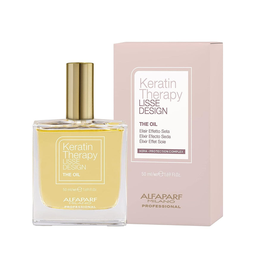 ALFAPARF MILANO Lisse Keratin Therapy Hair Oil - Hair Heat Protectant Oil for Frizz Control - Infused with Babassu Oil + Keratin for Added Softness and Shine - Maintains Cosmetic Color (1.69oz)