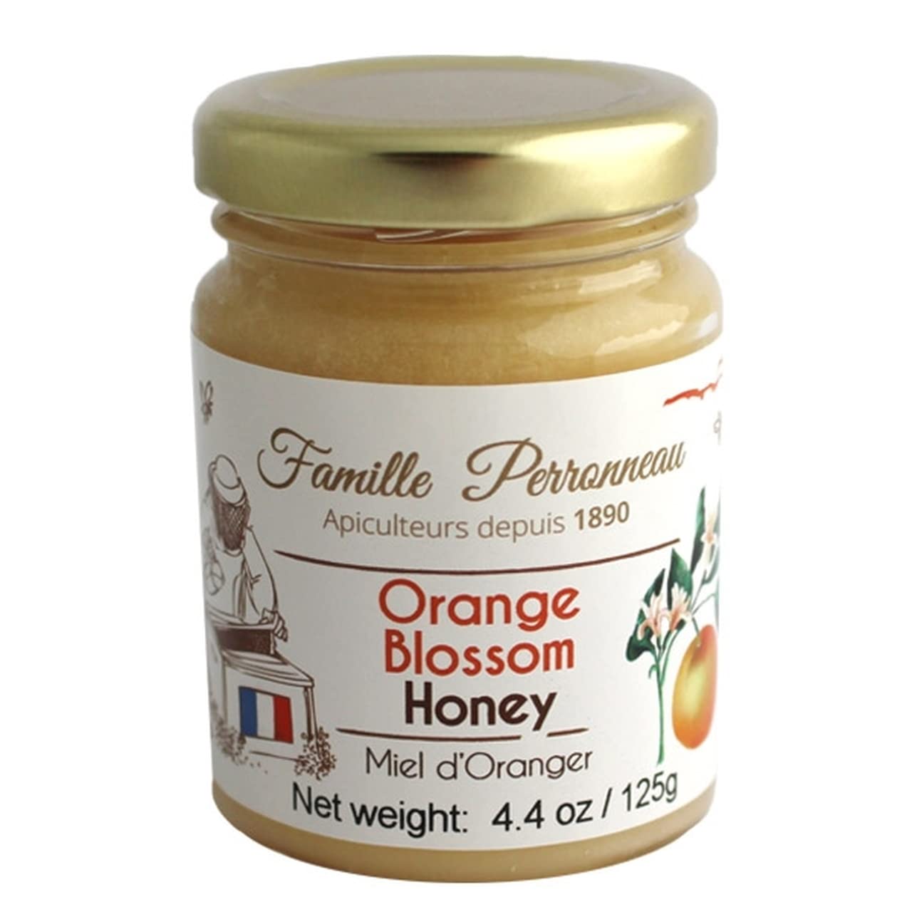 La Famille Perronneau, French Orange Blossom Honey (Miel d'Oranger), 4.4 oz, Imported