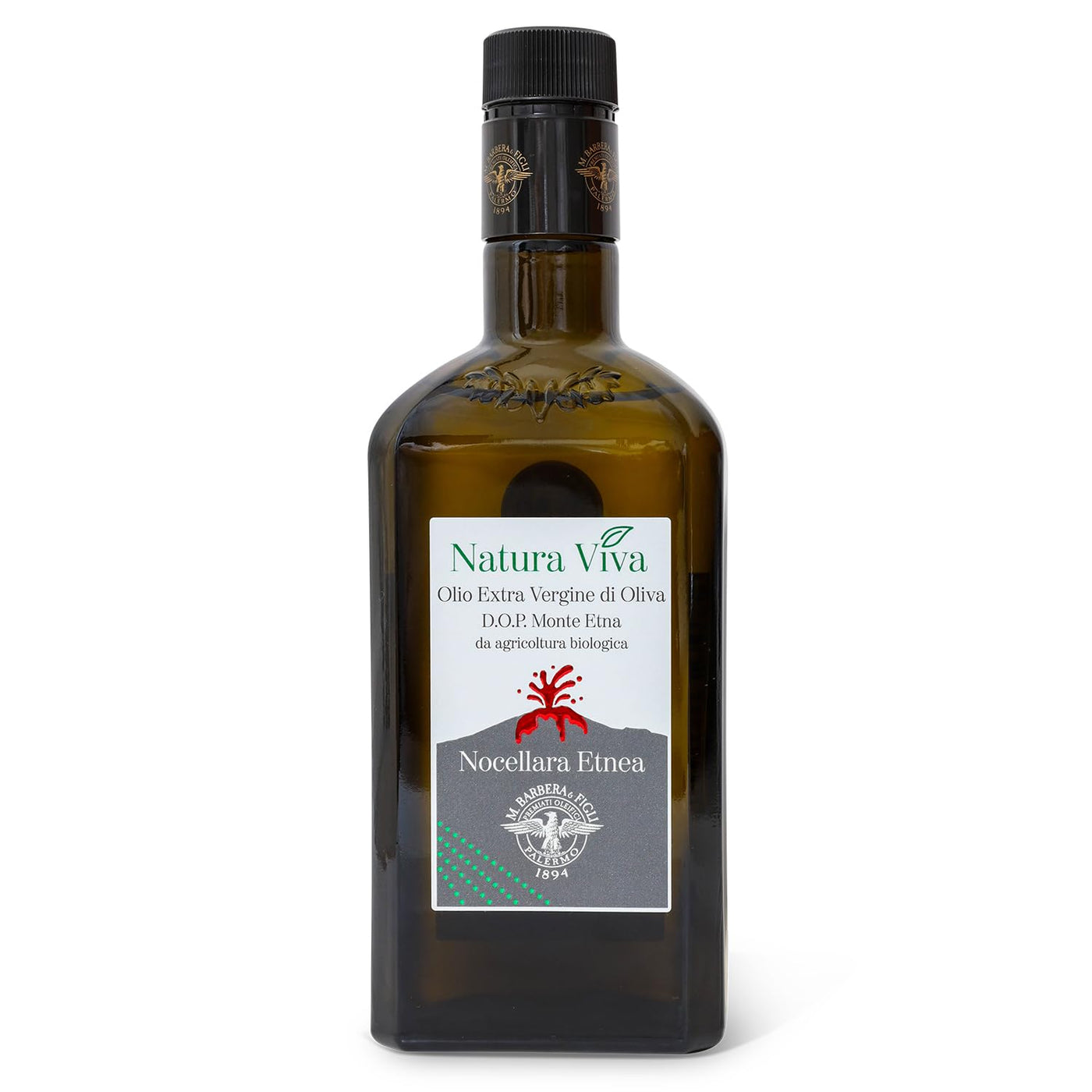 Barbera Natura Viva Organic Extra Virgin Olive Oil PDO Monte Etna Fruity, Cold Extracted Authentic Imported Sicilian Olive Oil, Polyphenol Rich Organic Olive Oil From Italy (16.9 Fl Oz)