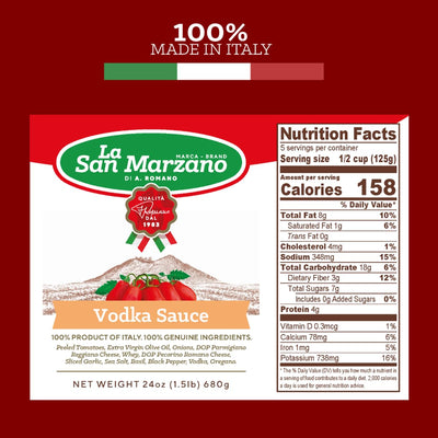 La San Marzano - Vodka Sauce - Pasta Sauce with 100% Italian Tomatoes Made in Italy - Peeled Tomatoes with Fresh and Natural Ingredients Gluten Free, Kosher 24 Ounce Jar