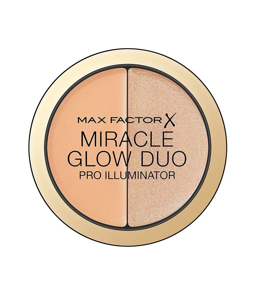 Max Factor Miracle Glow Duo Highlighter Medium 20 - Highlighter Powder with Gold Shimmer - For the Perfect Complexion - Rose and Apricot Colour - 1 x 8 g