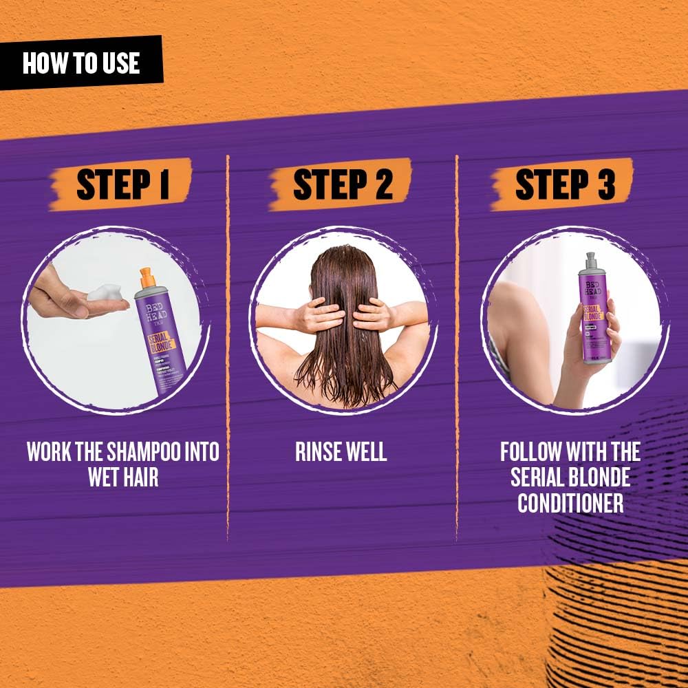 TIGI Bed Head Purple Toning Shampoo for Chemically Treated Hair Serial Blonde Sulfate-Free Shampoo 13.53 fl oz