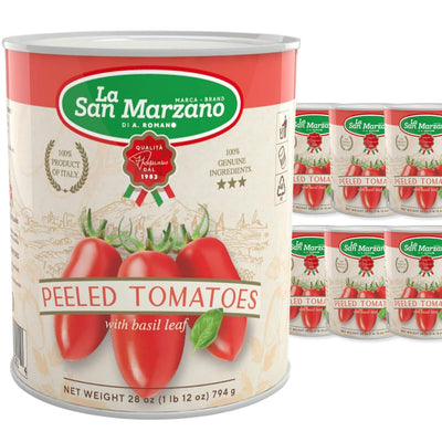 La San Marzano, Italian Whole Peeled Tomatoes in Puree with Basil, non- dop, Packed in San Marzano, Product of Italy, 1 x 28 Oz can, Packed in San Marzano region of Italy by La Regina