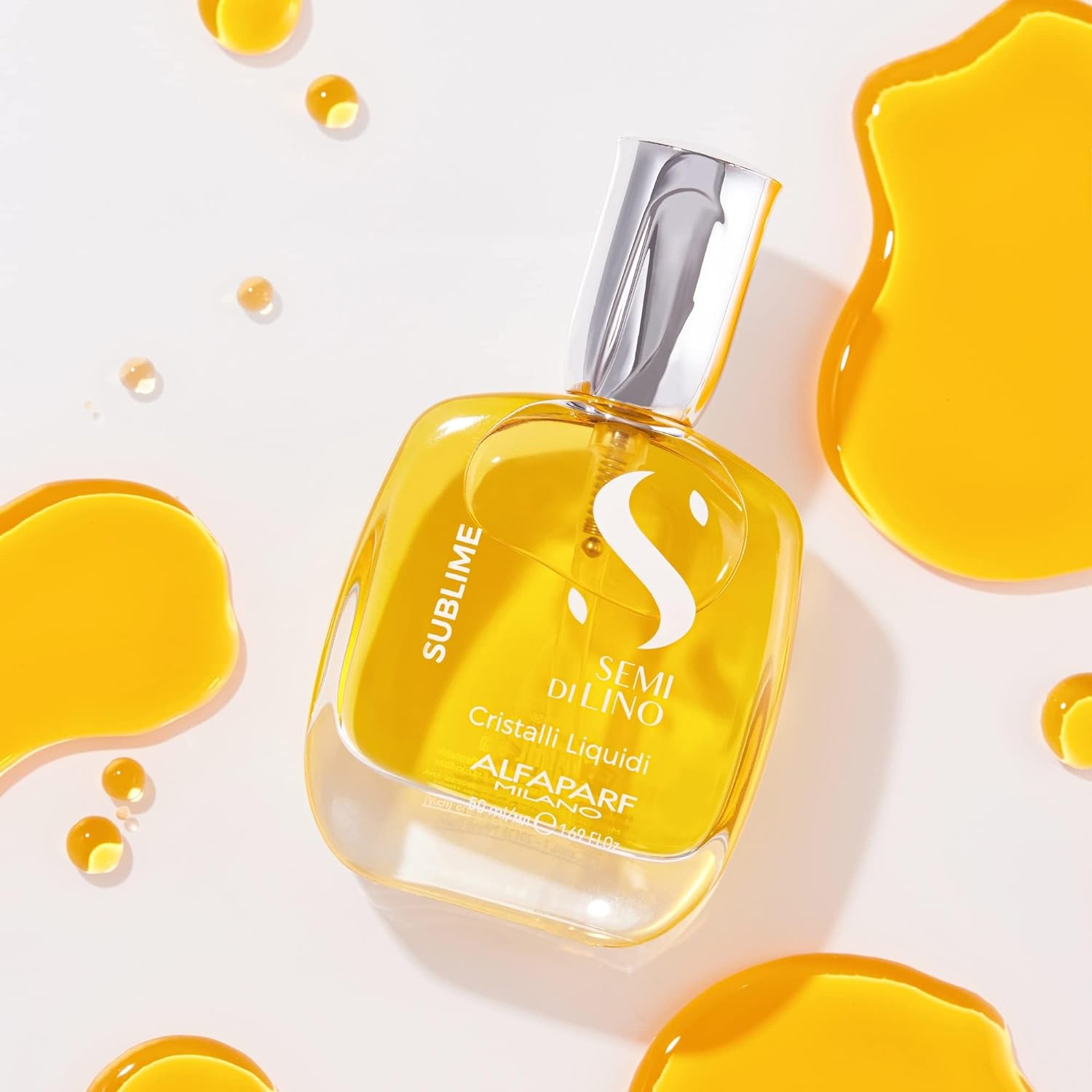 ALFAPARF MILANO Semi di Lino Sublime Cristalli Liquidi Hair Oil with Heat Protection - Smoothing Hair Serum with Frizz Control - Hair Shine Serum with Vitamin E & Color Fix Complex (1.01 Fl Oz)