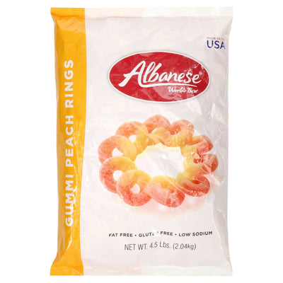 Albanese Peach Gummi Rings, 4.5 lb