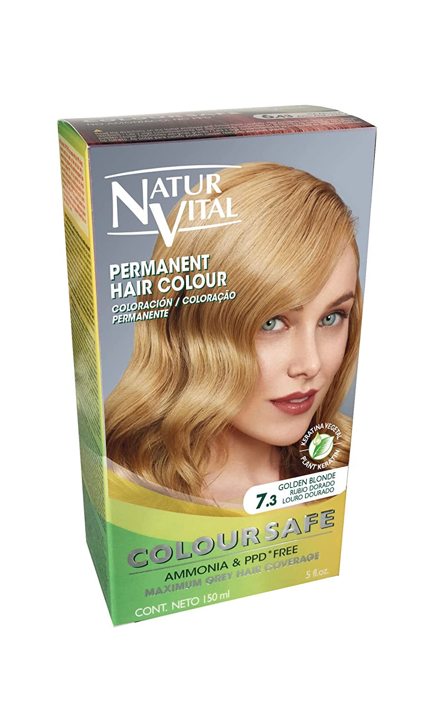 Natur Vital Permanent Hair Dye,Permanent Hair Color. Coloursafe, No Ammonia,Resorcinol or Parabens (~7.3 Golden blonde Hair)