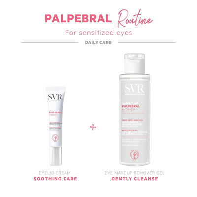 SVR Palpebral Eye Makeup Remover Gel for Very Sensitive & Dry Eyelids and Eye Contour. Fragrance-Free Care with Niacinamide to Soothe and Hydrate while easily Removing Waterproof Makeup, 4.3 fl.oz.